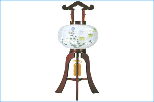 盆提灯 美吉野 絹二重絵入 8号 8431-08-435