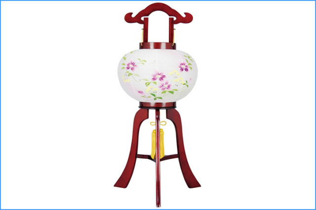 盆提灯 美吉野 絹二重絵入 10号(8431-10-444)