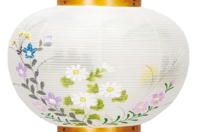 盆提灯 雅木目 絹二重対絵 10号 (8436-10-443w)