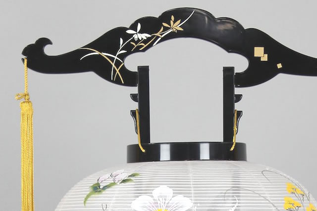盆提灯 廻転行灯 あかり11号 蘭蒔絵絹絵入(8615-11-776)