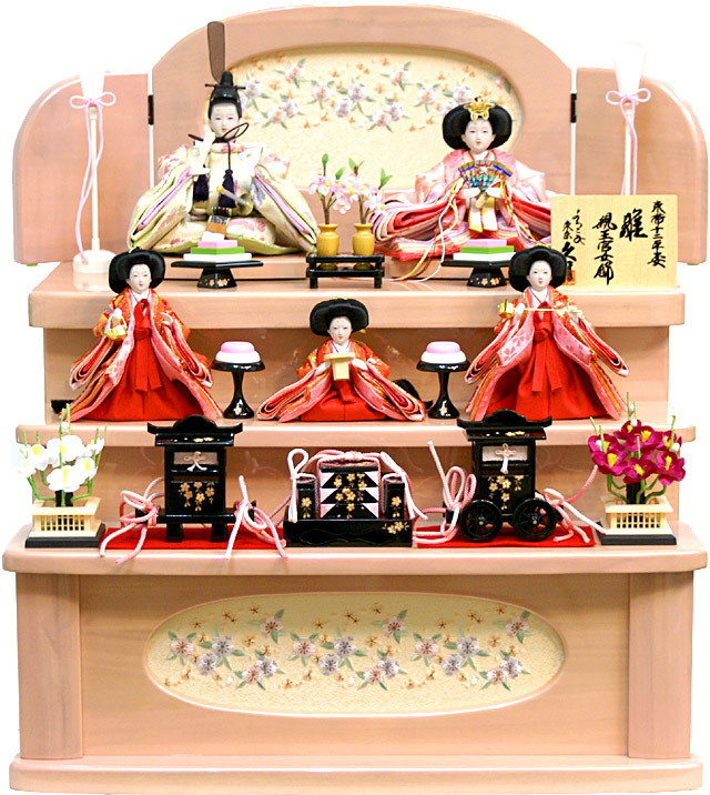 【雛人形】久月「よろこび雛」収納式 三段飾り (S-34311)