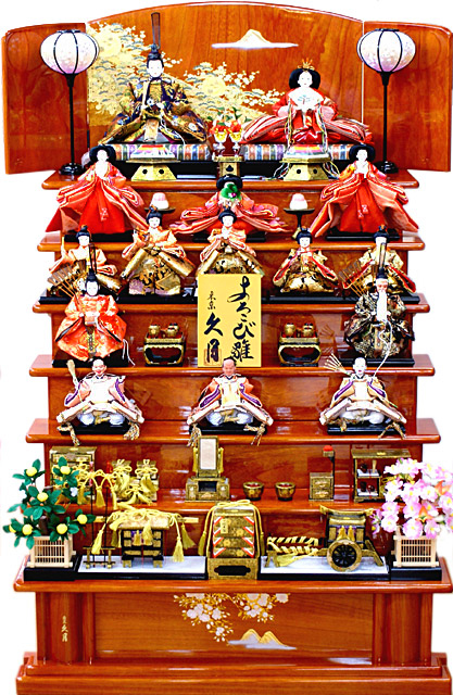 【雛人形】久月作　「よろこび雛」木製 七段飾り(S-3481)