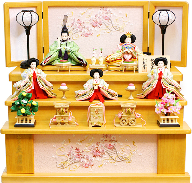 NAMIE雛人形雛人形　吉徳　三段飾り　段と屏風セットA-2